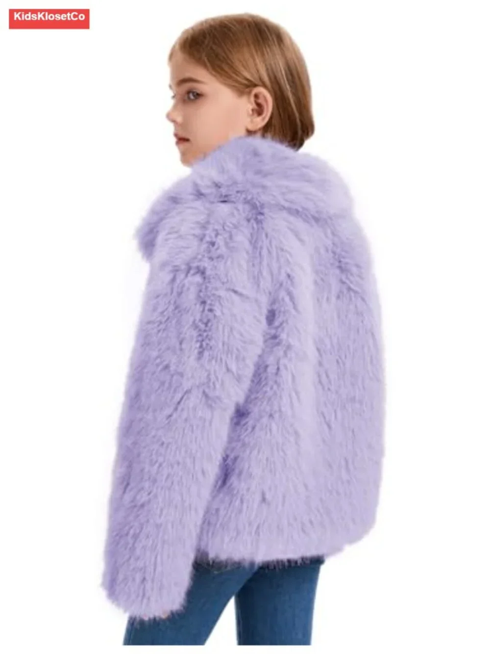 Faux Fur Coat Girls Fluffy Jacket Winter Snap Front Shawl Lapel